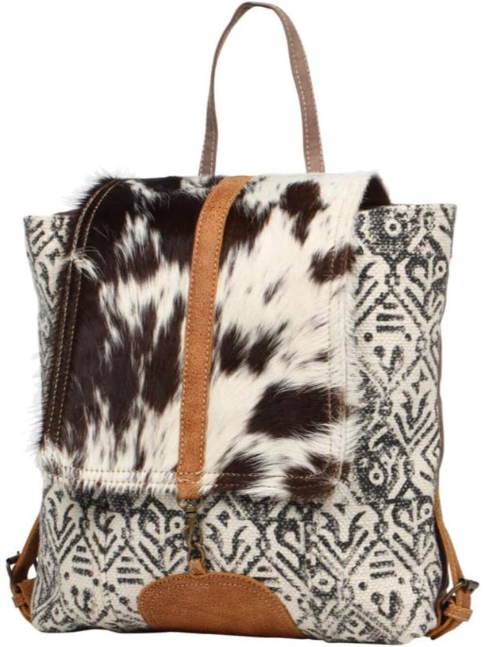 Cow Print Purses for Women - Canvas and Hairon Cowhide Bag with Leather Strap, C